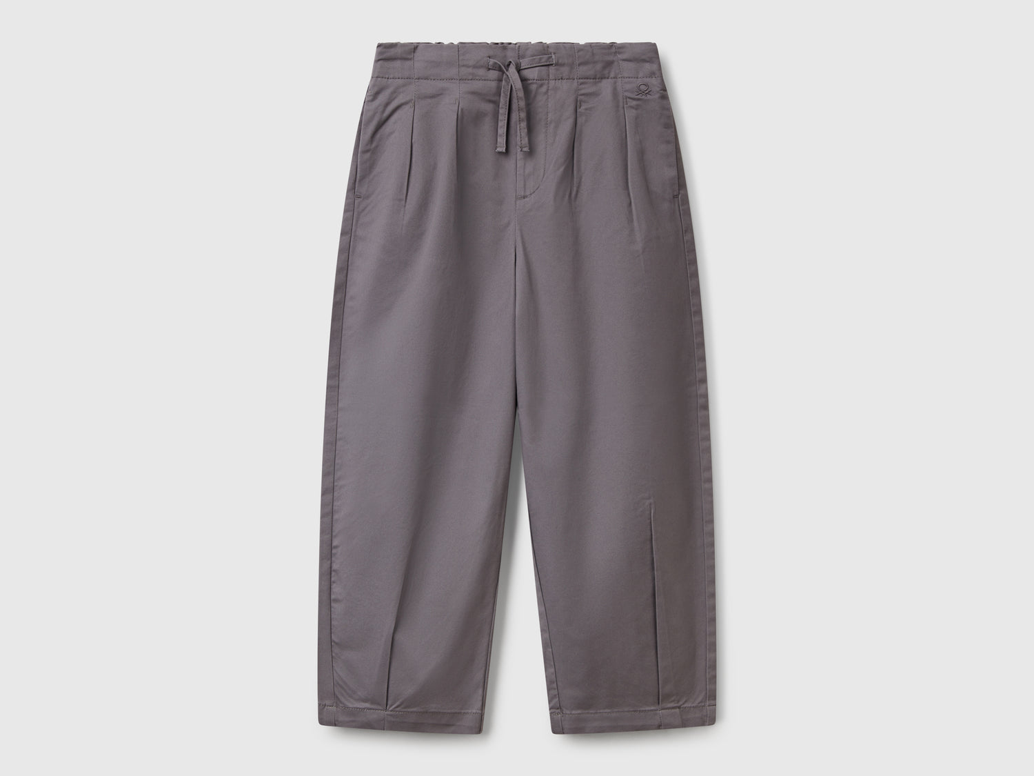 Pantaloni con pinces da bambina grigio scuro | Benetton Outlet