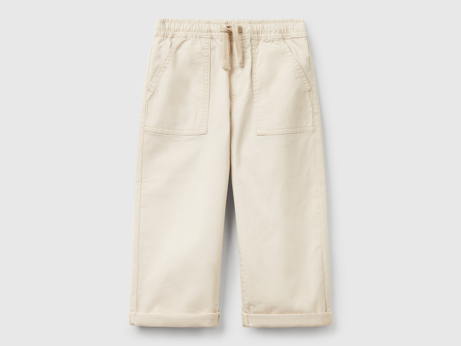Joggers in cotone stretch con coulisse da bimbo beige | Benetton Outlet