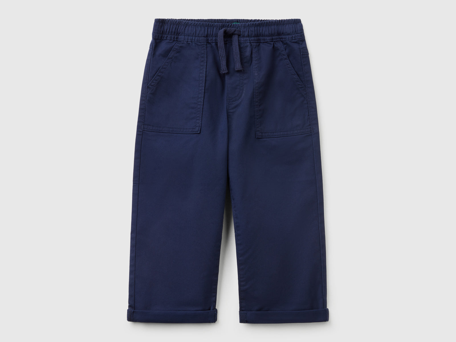 Joggers in cotone stretch con coulisse da bimbo blu scuro | Benetton Outlet