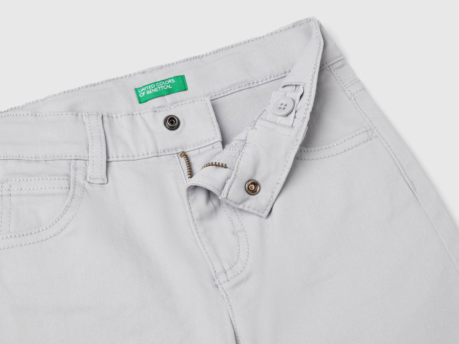 Pantaloni stretch cinque tasche da bimbo grigio 3 | Benetton Outlet