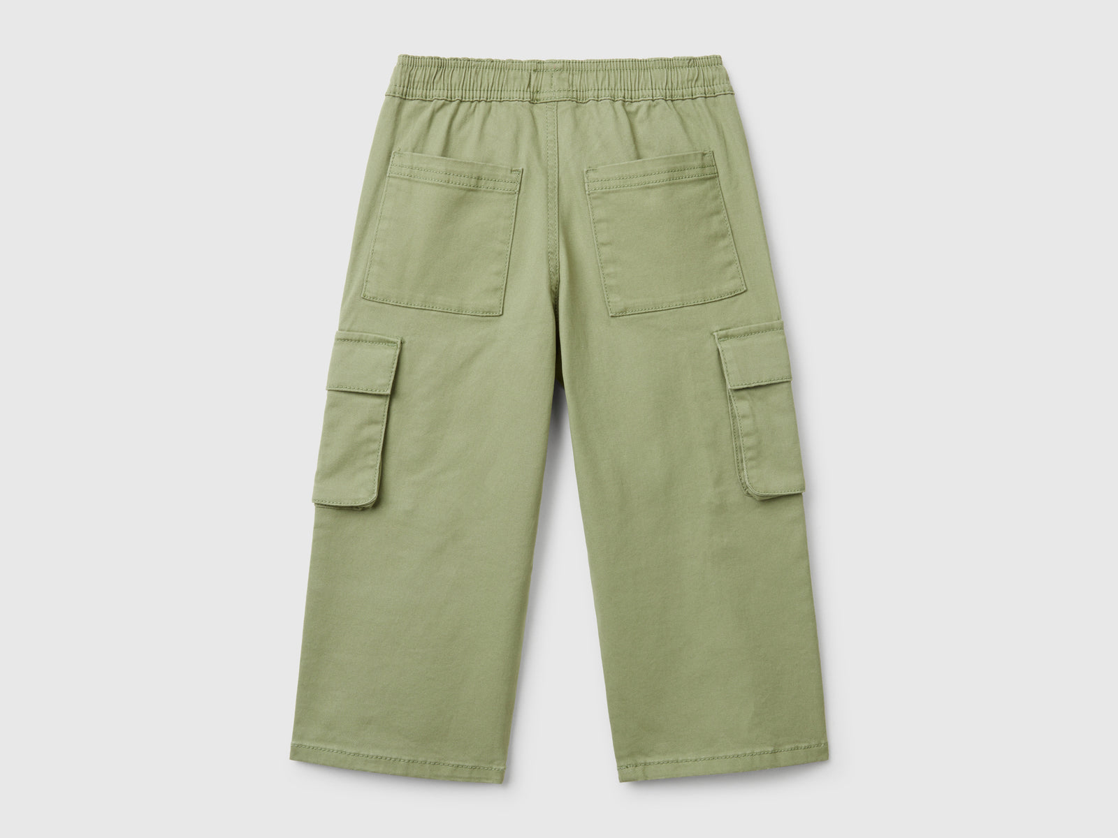 Pantaloni cargo in cotone stretch da bimbo verde oliva 2 | Benetton Outlet