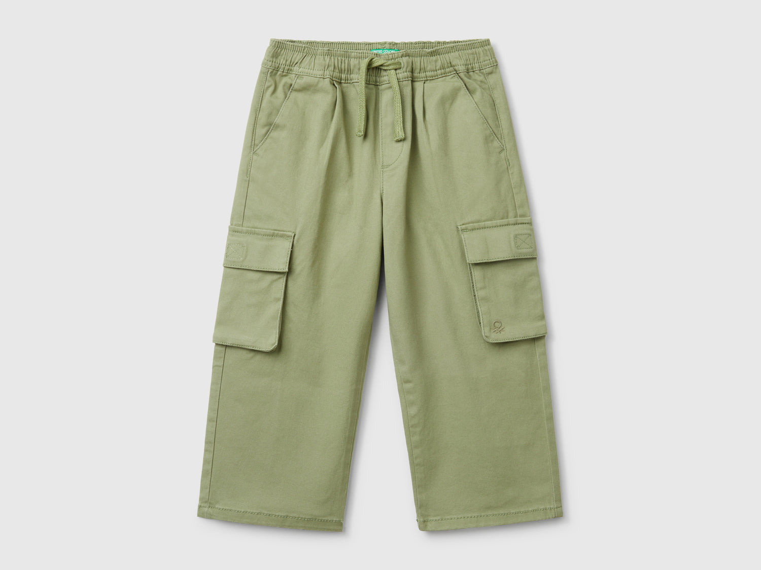 Pantaloni cargo in cotone stretch da bimbo verde oliva | Benetton Outlet