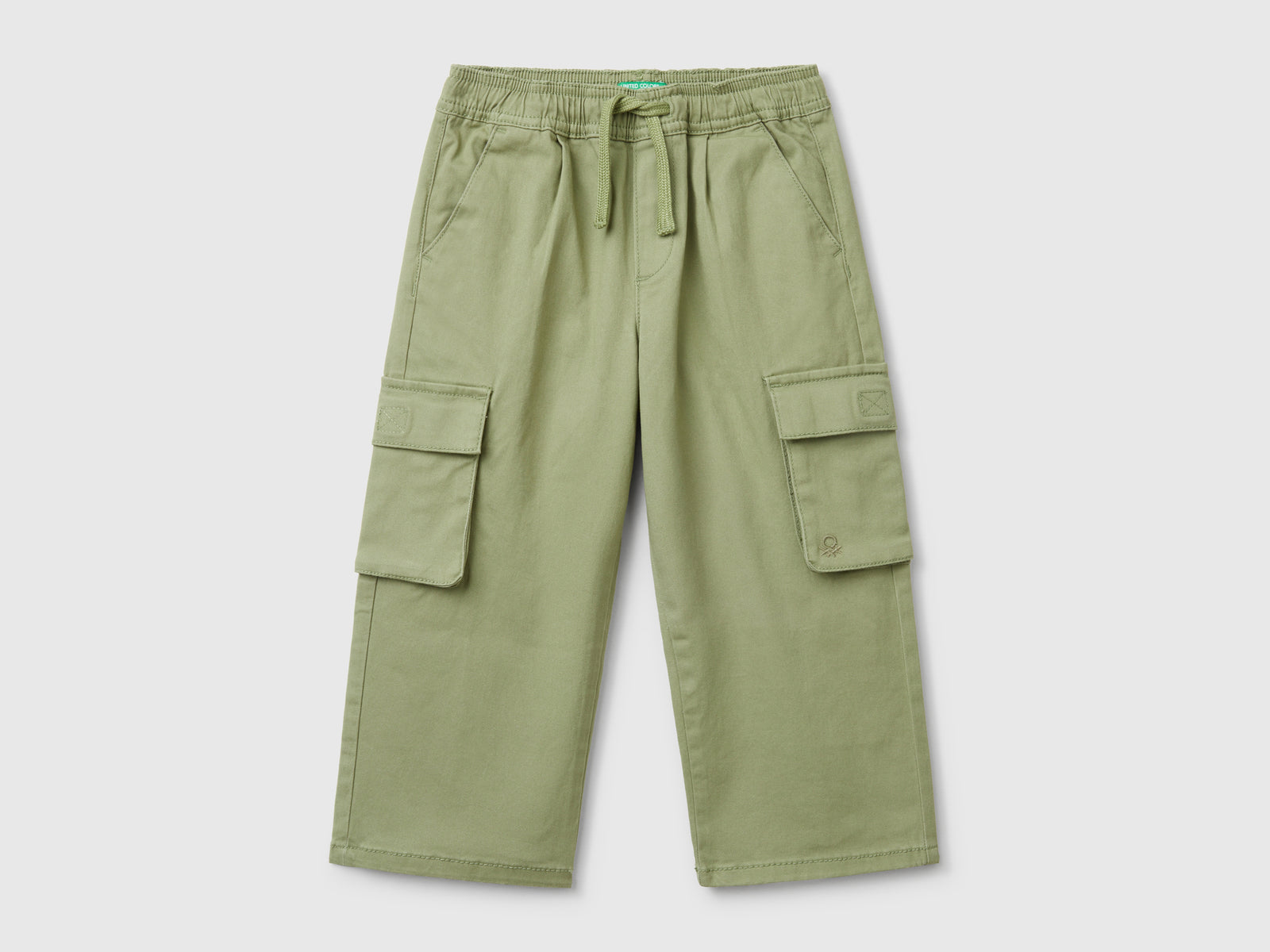 Pantaloni cargo in cotone stretch da bimbo verde oliva | Benetton Outlet