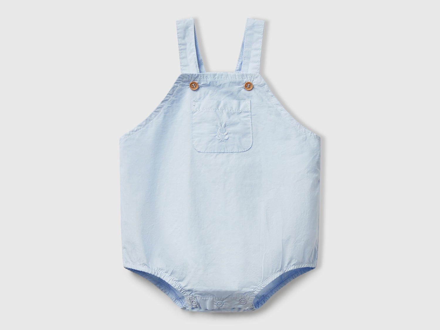 Pagliaccetto salopette in 100% cotone da neonato celeste | Benetton Outlet
