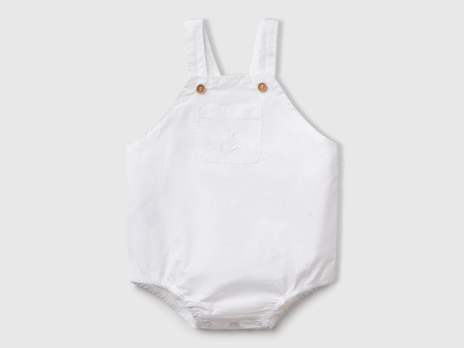 Pagliaccetto salopette in 100% cotone da neonato bianco | Benetton Outlet