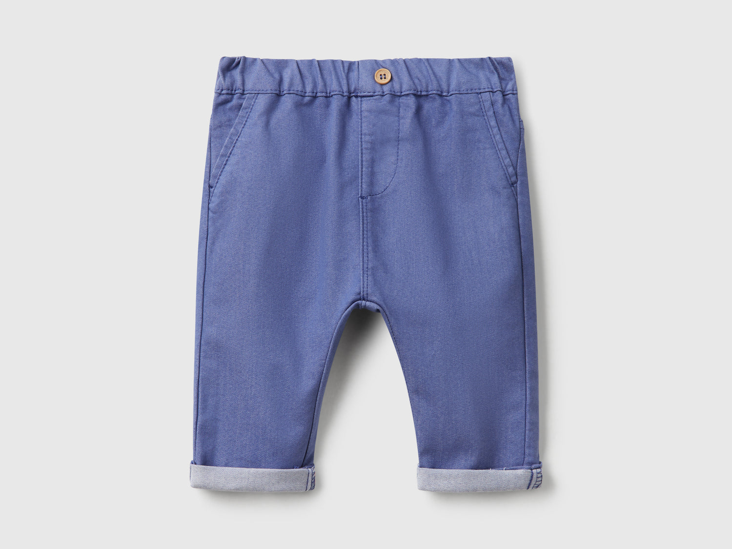 Pantaloni in misto cotone stretch da neonato blu | Benetton Outlet