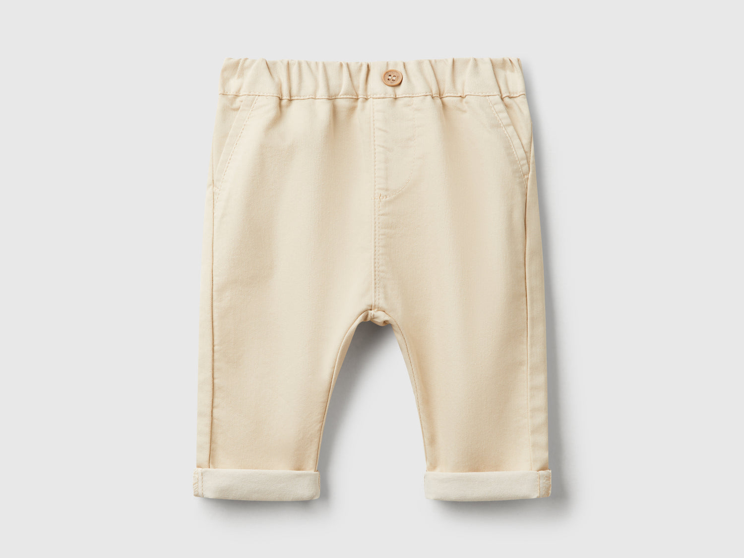 Pantaloni in misto cotone stretch da neonato beige | Benetton Outlet