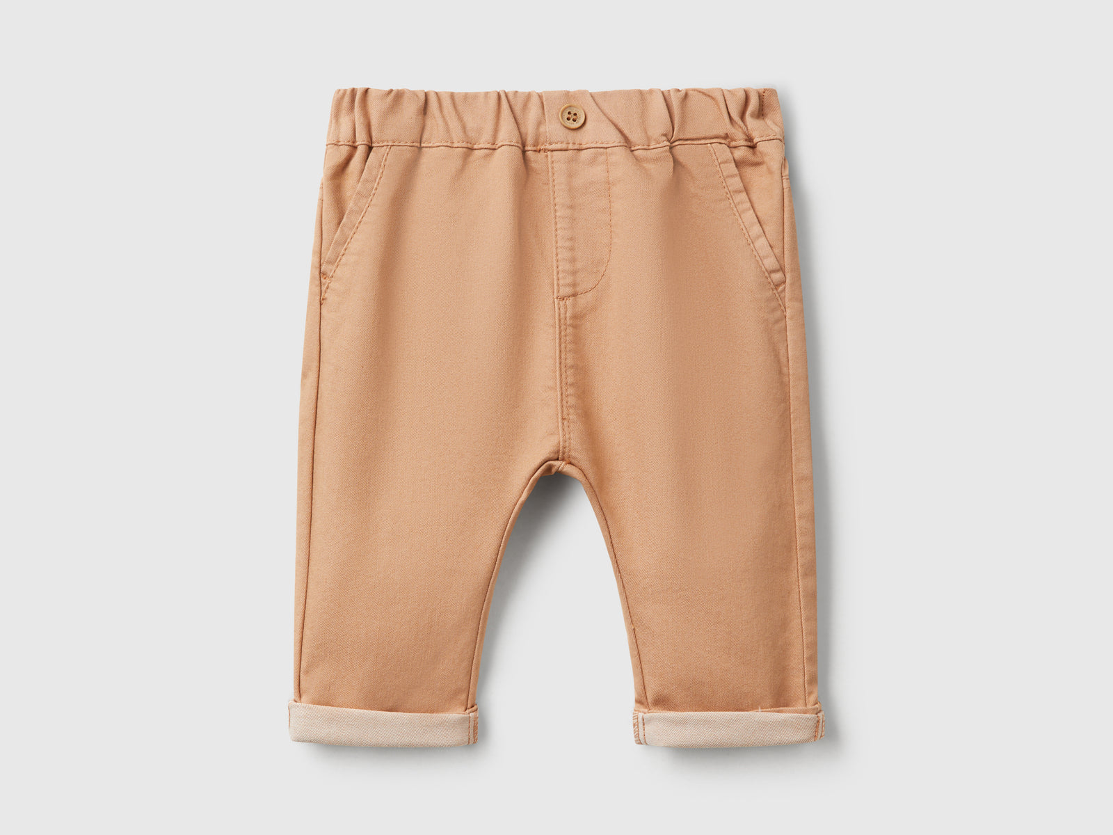Pantaloni in misto cotone stretch da neonato cammello | Benetton Outlet