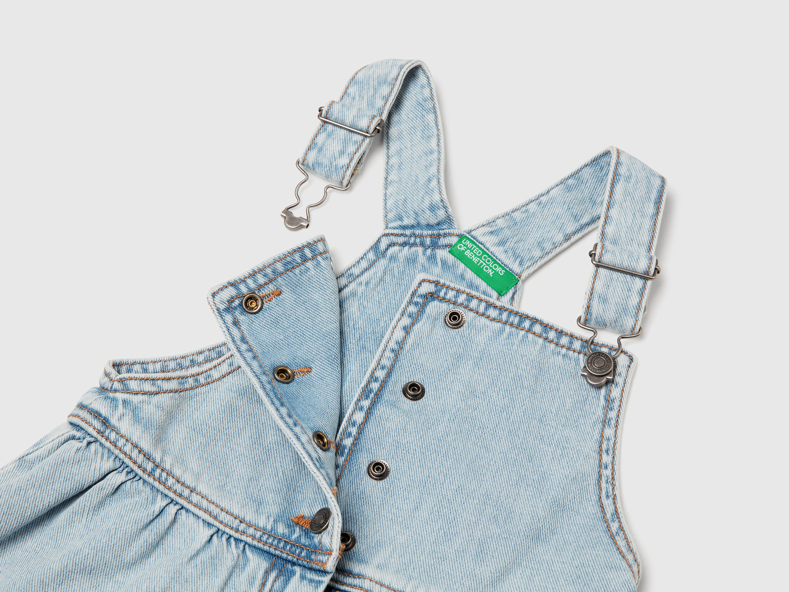Abito salopette di jeans da bimba blu 3 | Benetton Outlet