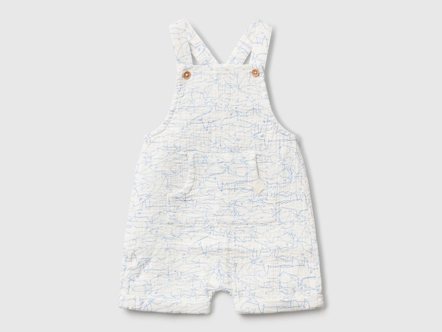 Salopette con stampa squali da neonato bianco panna | Benetton Outlet
