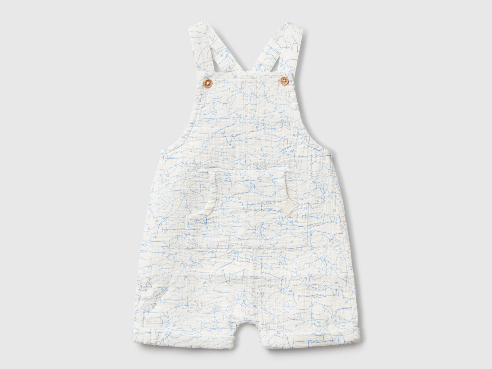 Salopette con stampa squali da neonato bianco panna | Benetton Outlet