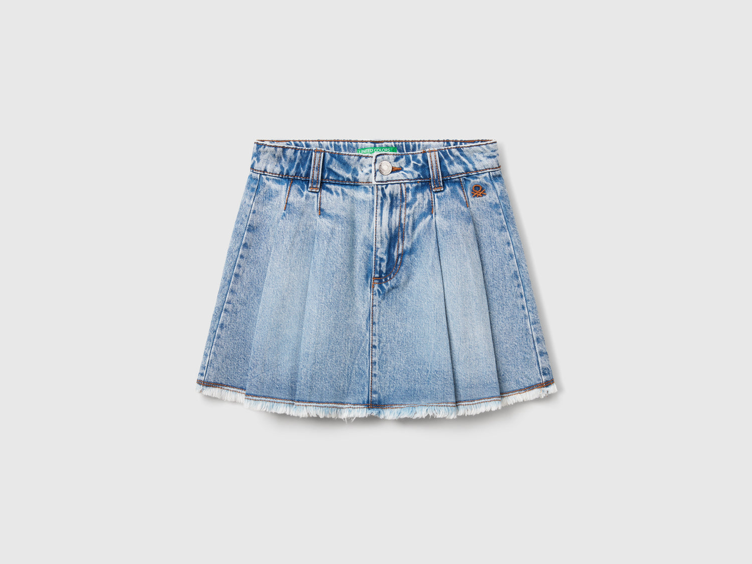 Gonna di jeans con pieghe da bambina azzurro | Benetton Outlet