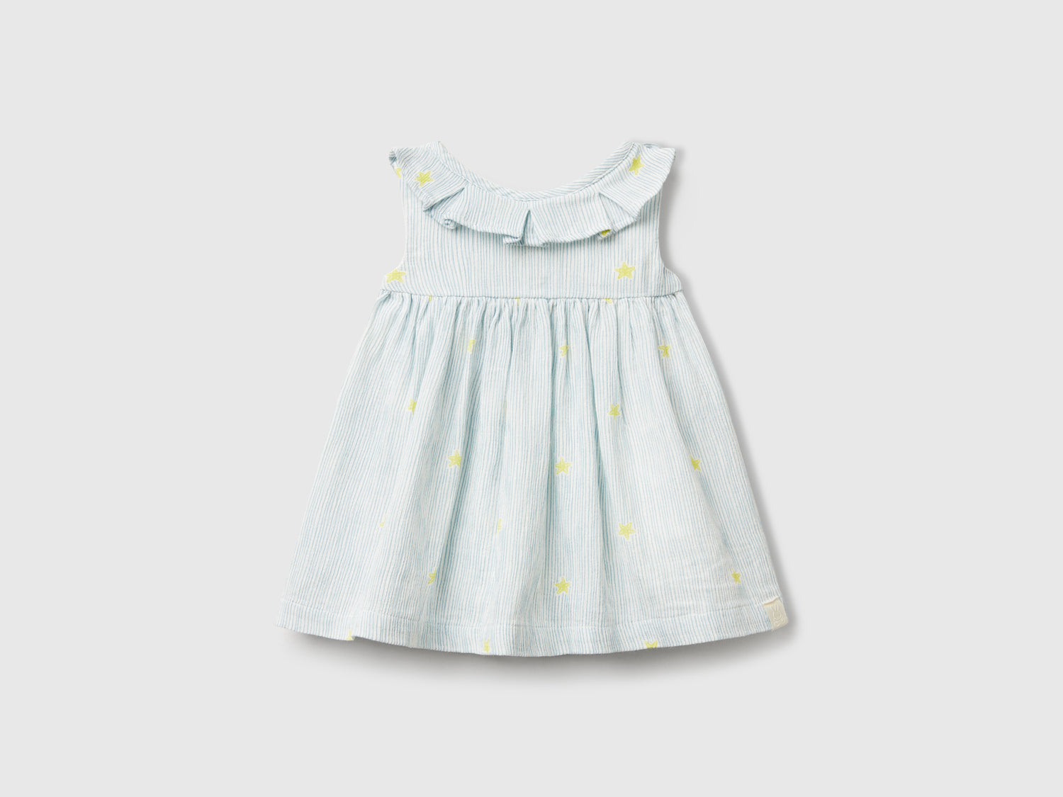 Abito con collo volant da neonato azzurro | Benetton Outlet