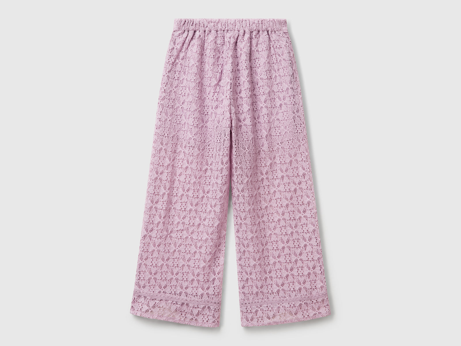 Pantaloni ampi in pizzo da bambina lilla 2 | Benetton Outlet
