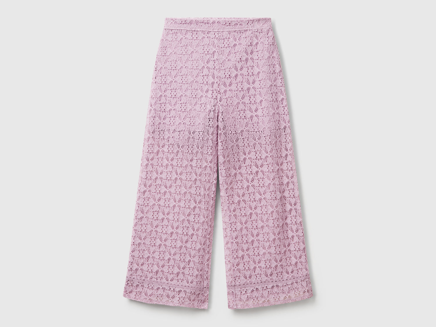 Pantaloni ampi in pizzo da bambina lilla | Benetton Outlet