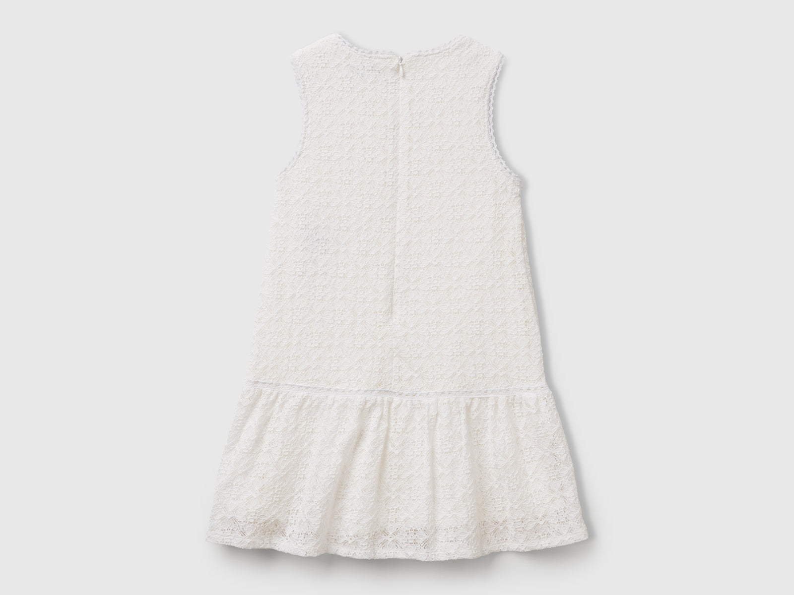 Abito in pizzo con balza da bambina bianco panna 2 | Benetton Outlet