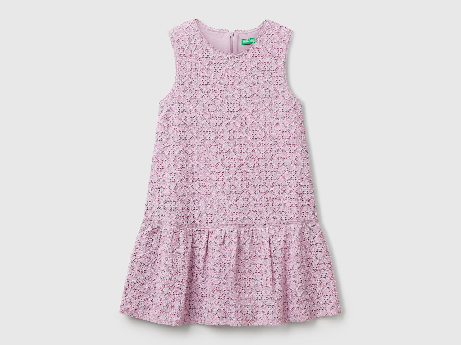 Abito in pizzo con balza da bambina rosa | Benetton Outlet