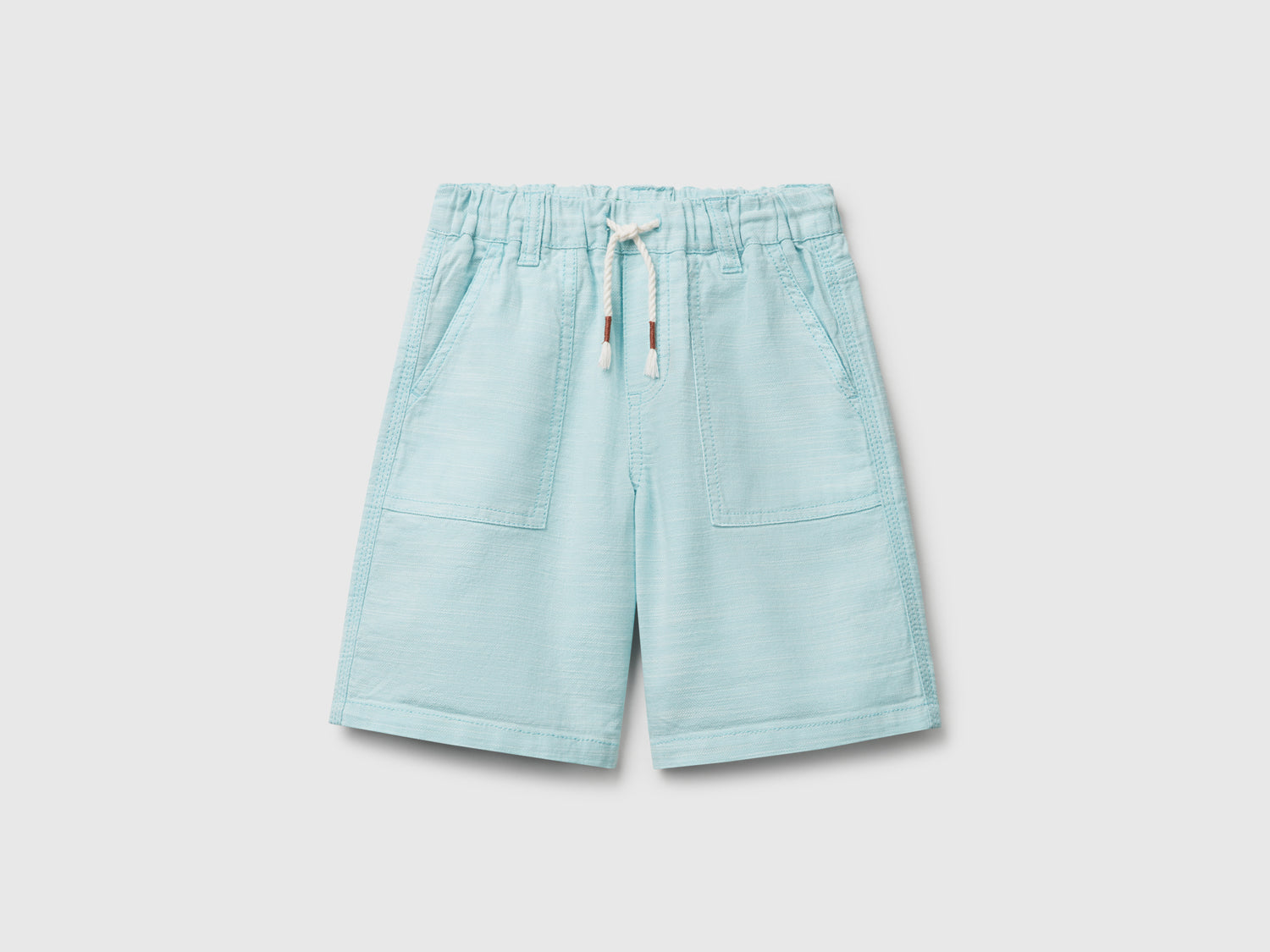 Pantaloni corti con coulisse da bimbo celeste | Benetton Outlet
