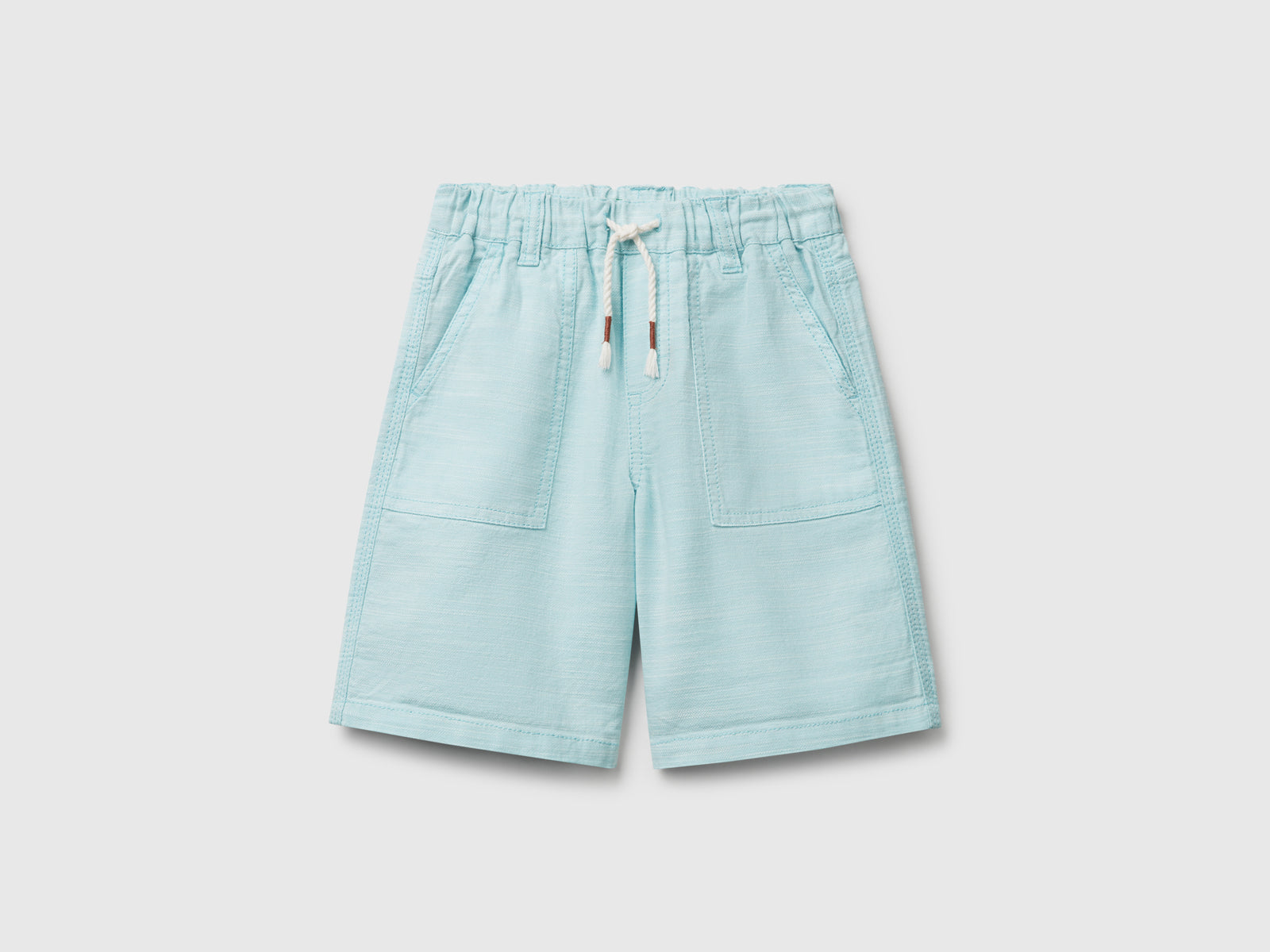 Pantaloni corti con coulisse da bimbo celeste | Benetton Outlet
