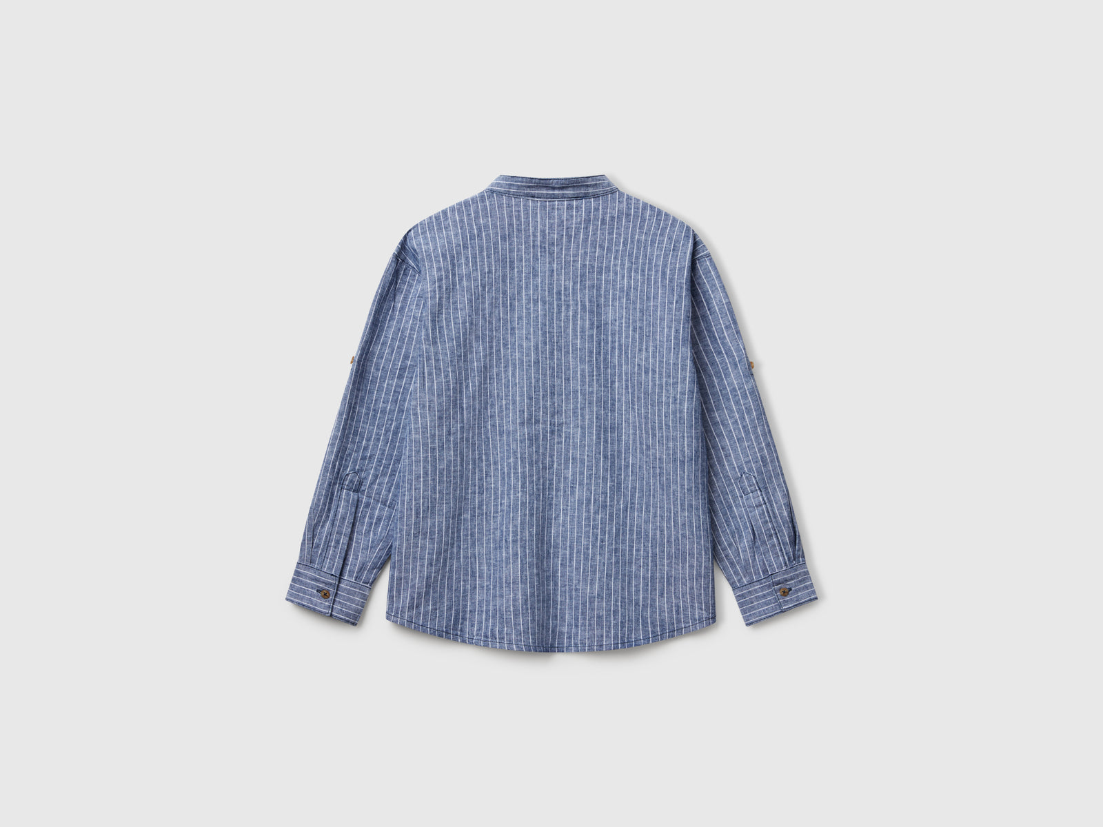 Camicia coreana a righe da bambino blu 2 | Benetton Outlet