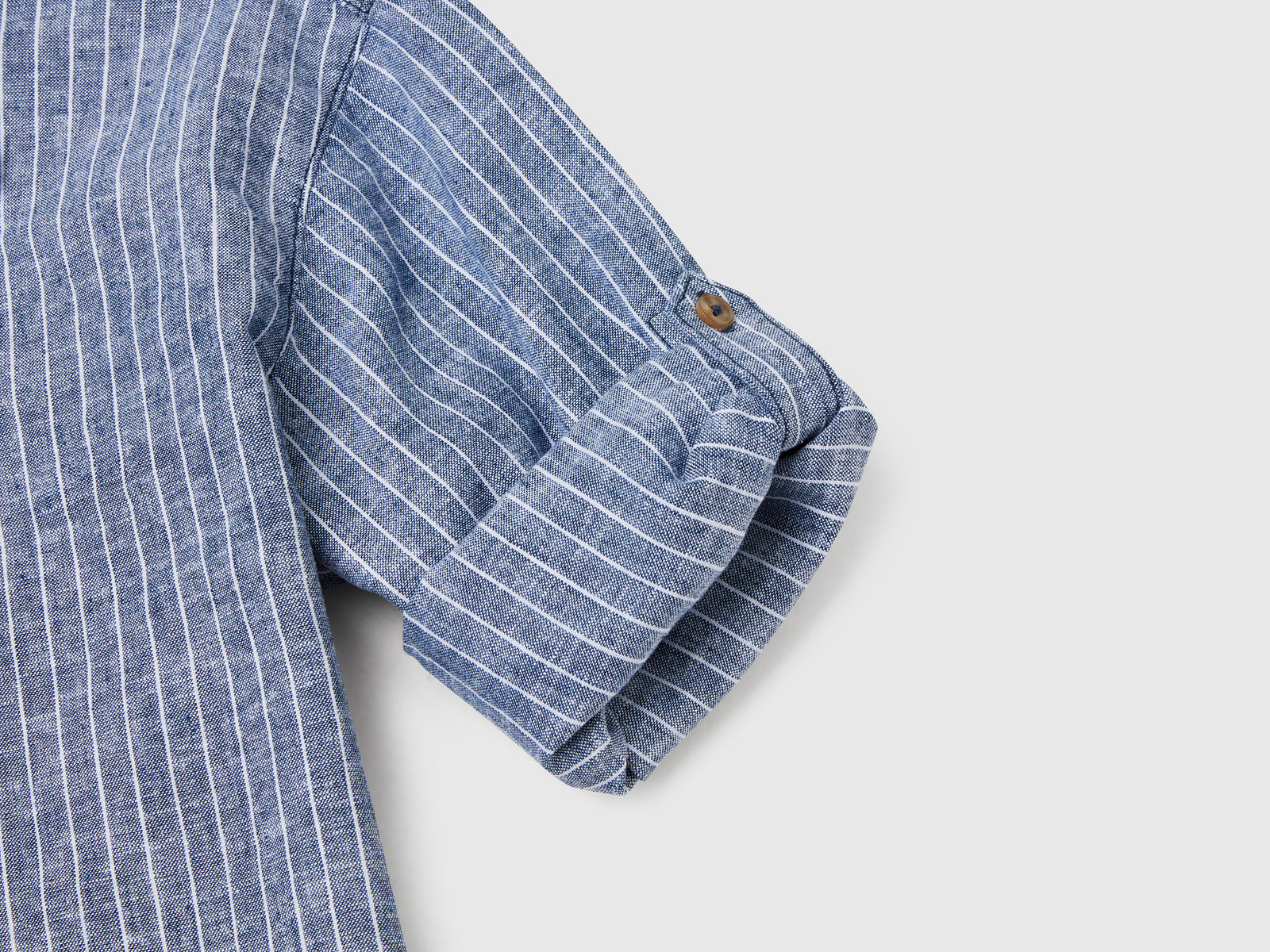 Camicia coreana a righe da bambino blu 3 | Benetton Outlet