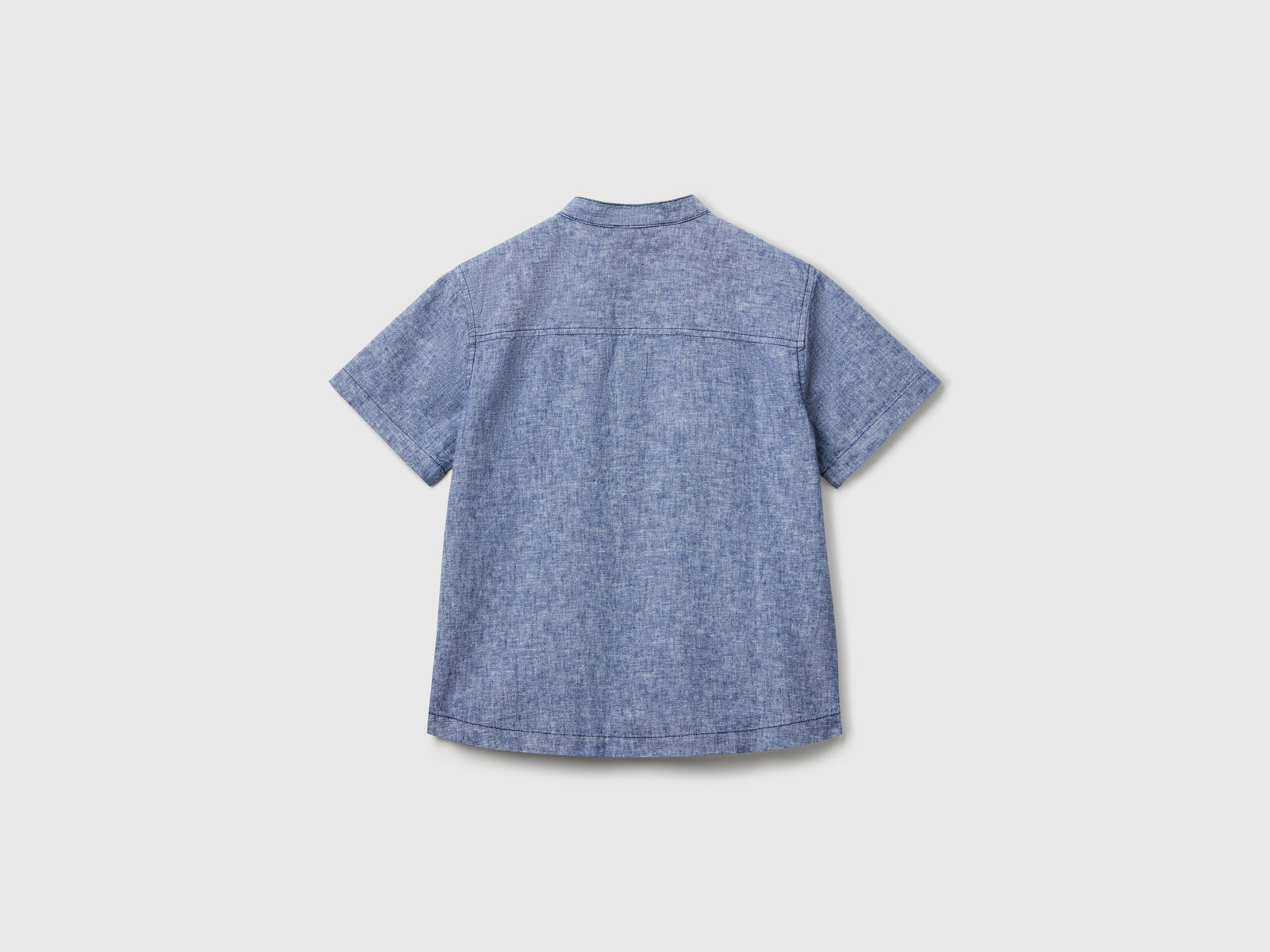 Camicia coreana a manica corta da bambino blu 2 | Benetton Outlet