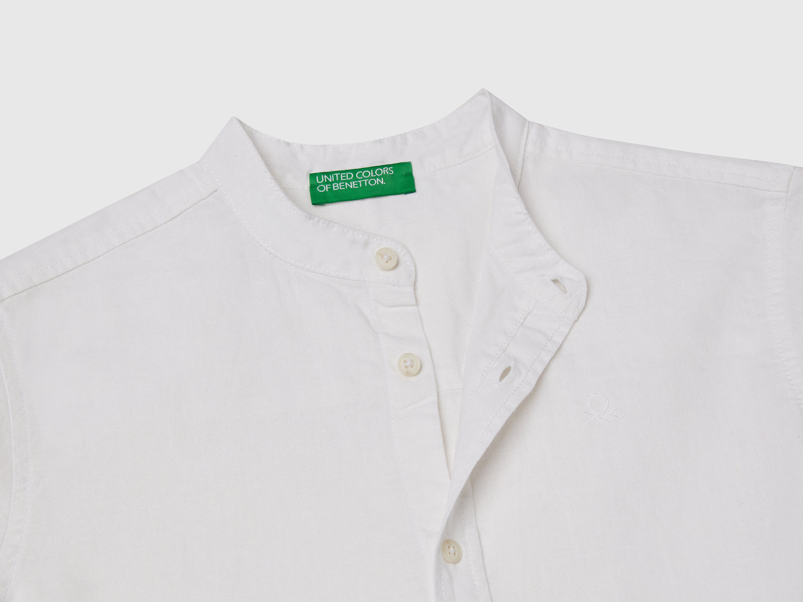 Camicia coreana a manica corta da bambino bianco 3 | Benetton Outlet