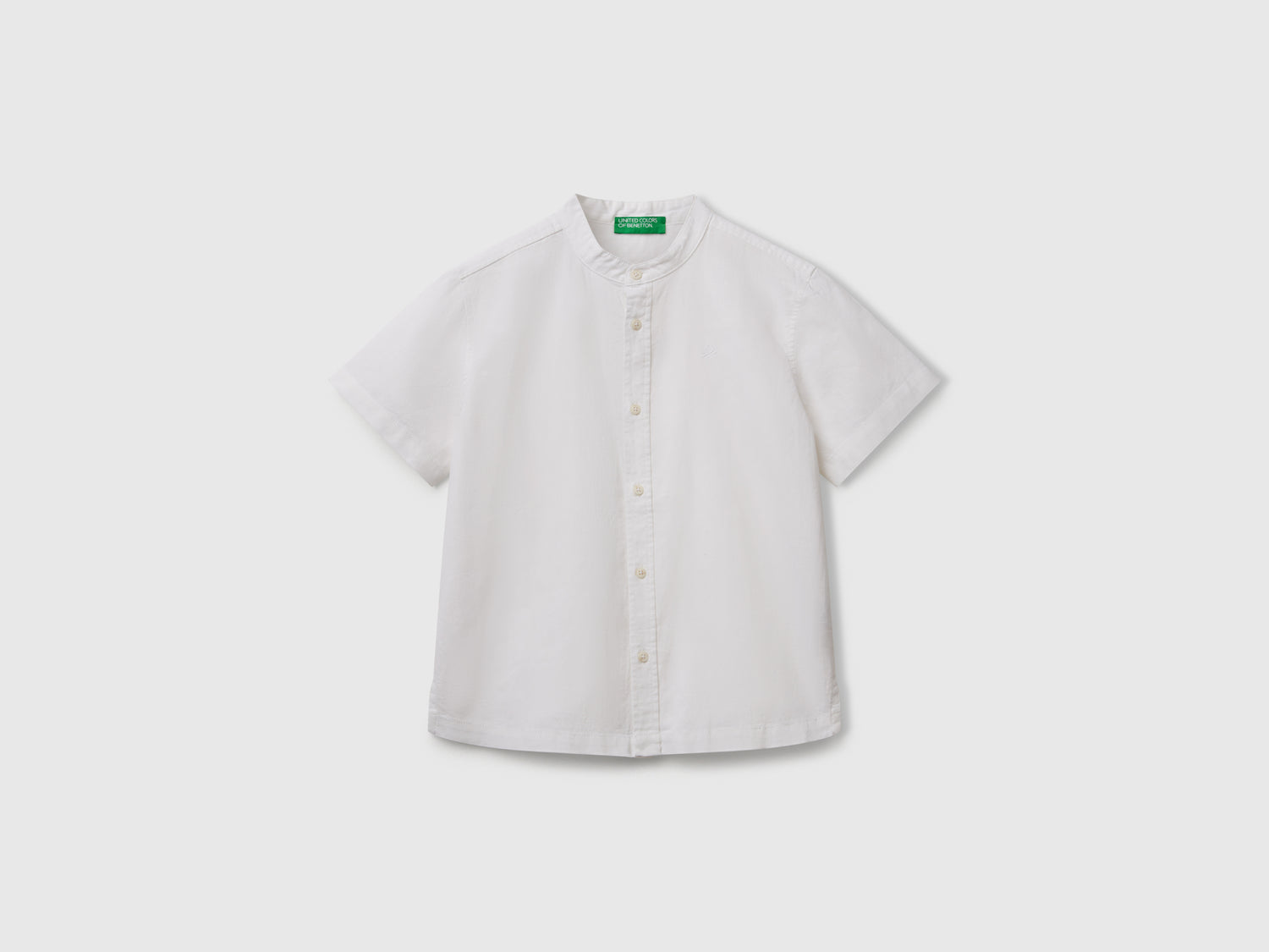 Camicia coreana a manica corta da bambino bianco | Benetton Outlet