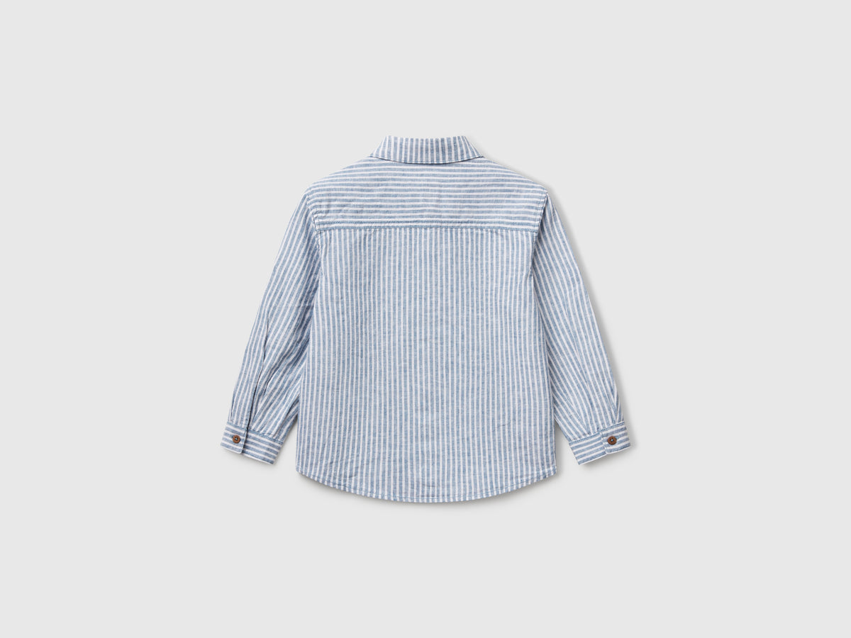 Camicia a righe in misto lino