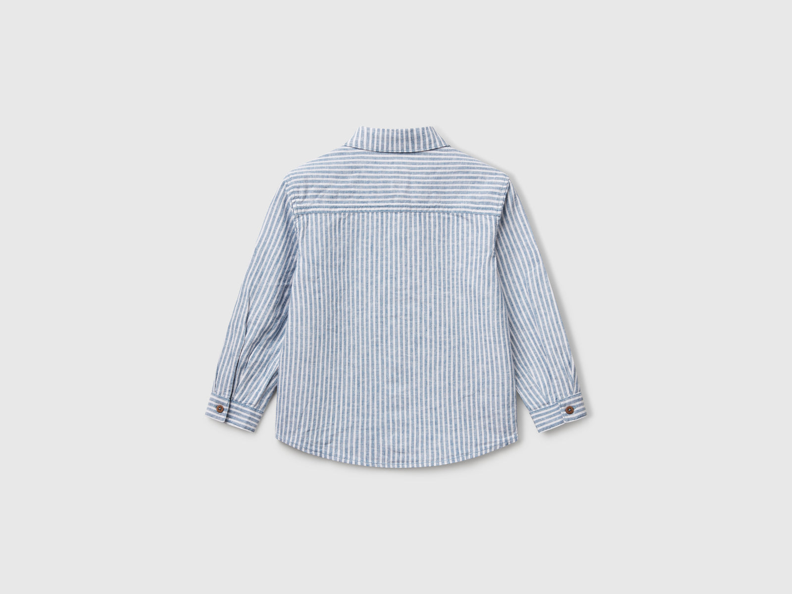 Camicia a righe in misto lino da bimbo blu 2 | Benetton Outlet