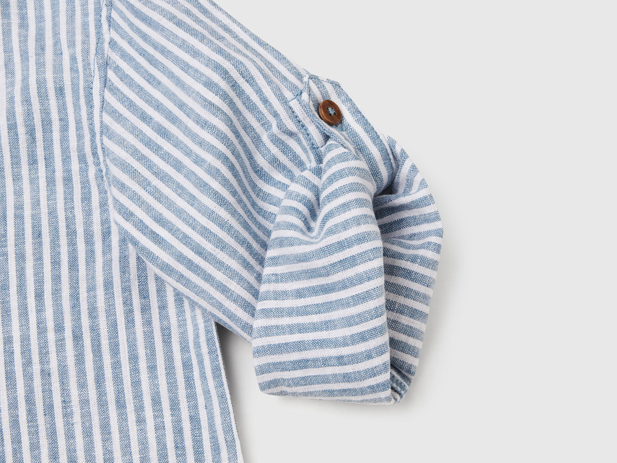 Camicia a righe in misto lino