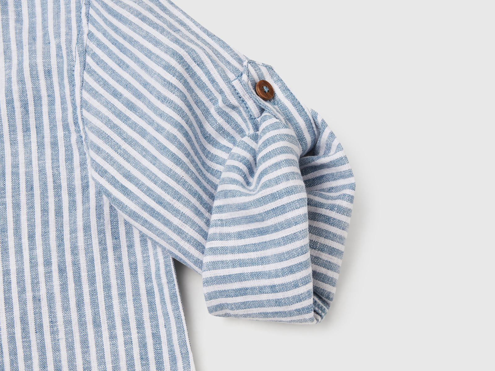 Camicia a righe in misto lino da bimbo blu 3 | Benetton Outlet