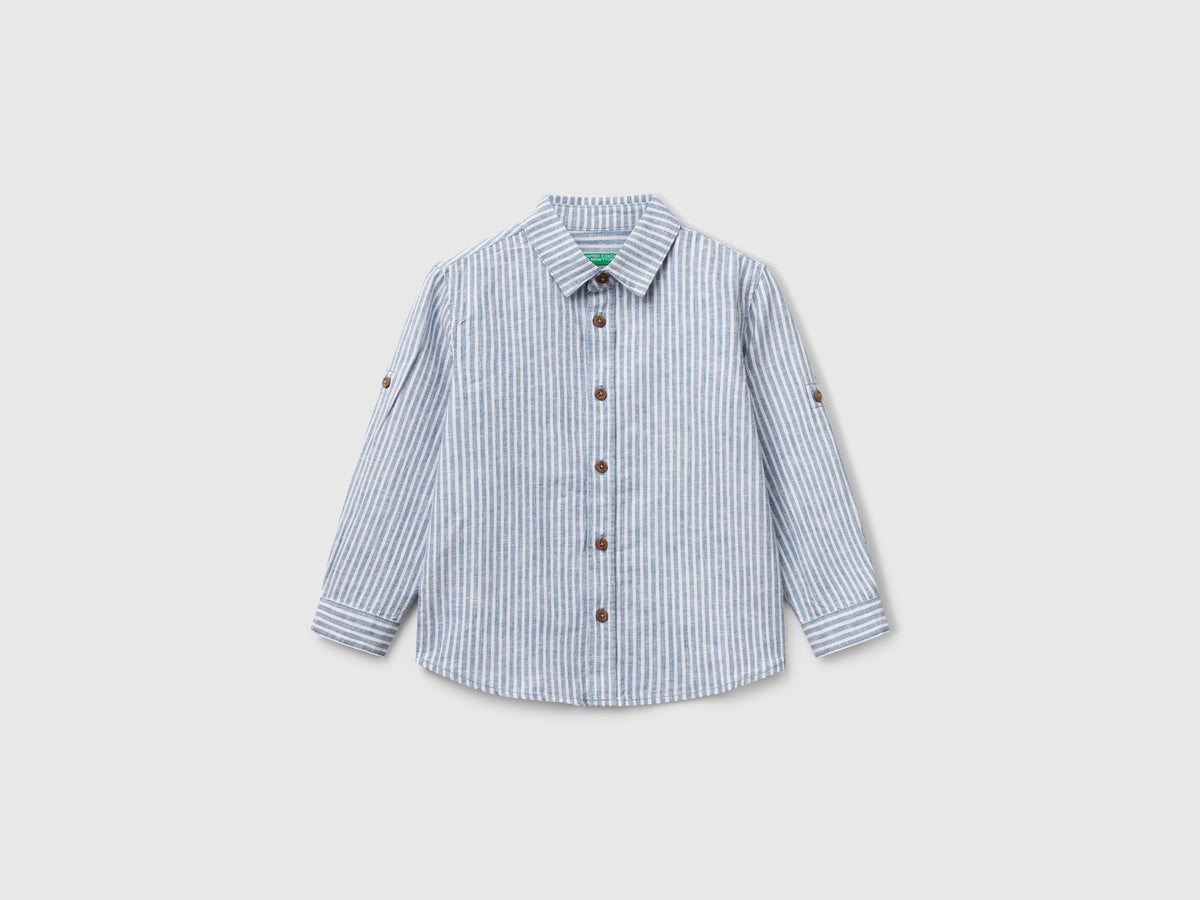 Camicia a righe in misto lino
