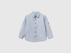 Camicia a righe in misto lino