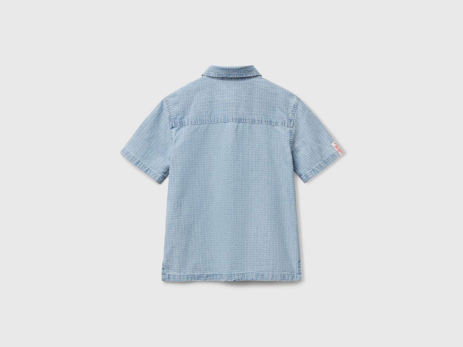 Camicia a quadri in puro cotone da bimbo azzurro 2 | Benetton Outlet
