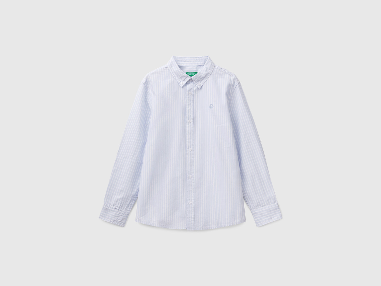 Camicia button down a righe da bambino celeste | Benetton Outlet