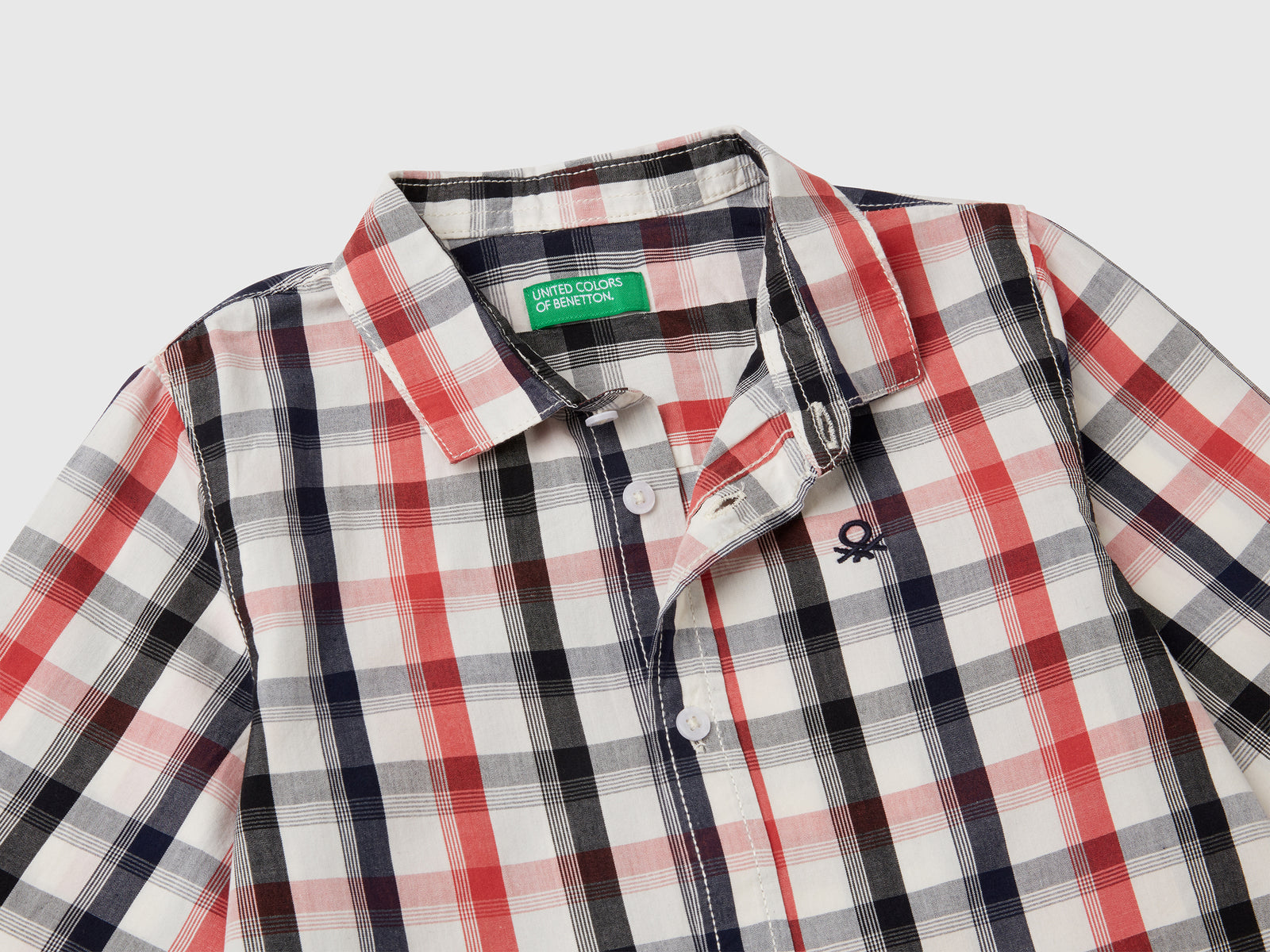 Camicia a quadri in puro cotone da bimbo multi-color 3 | Benetton Outlet