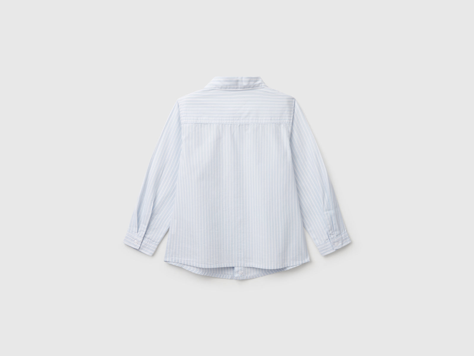 Camicia a righe in puro cotone da bimbo celeste 2 | Benetton Outlet