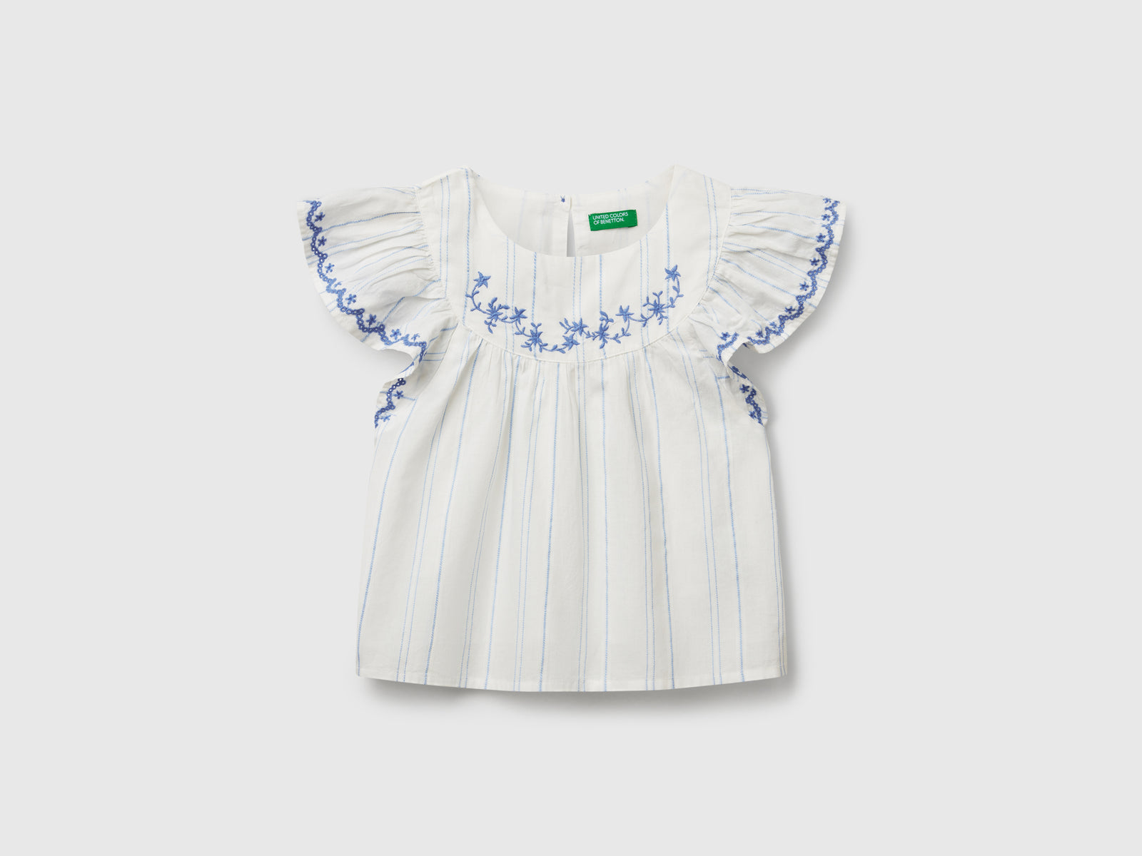 Blusa con ricami floreali da bimba bianco panna | Benetton Outlet