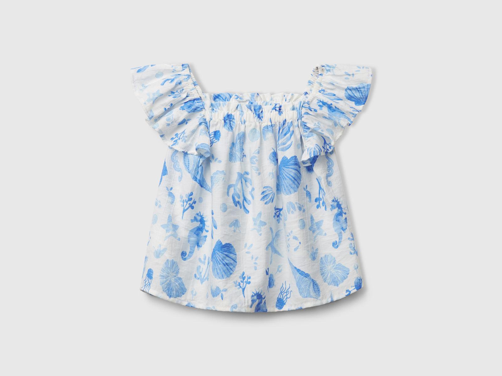 Top con stampa floreale da bimba azzurro 2 | Benetton Outlet