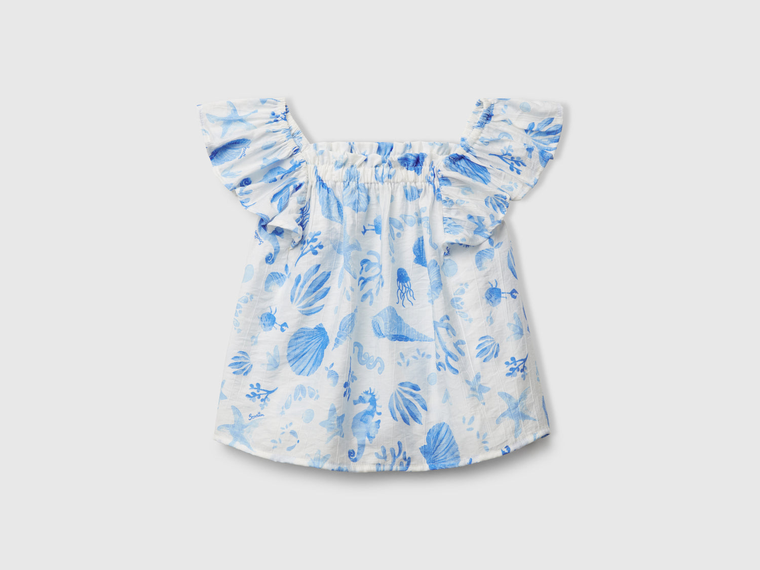 Top con stampa floreale da bimba azzurro | Benetton Outlet