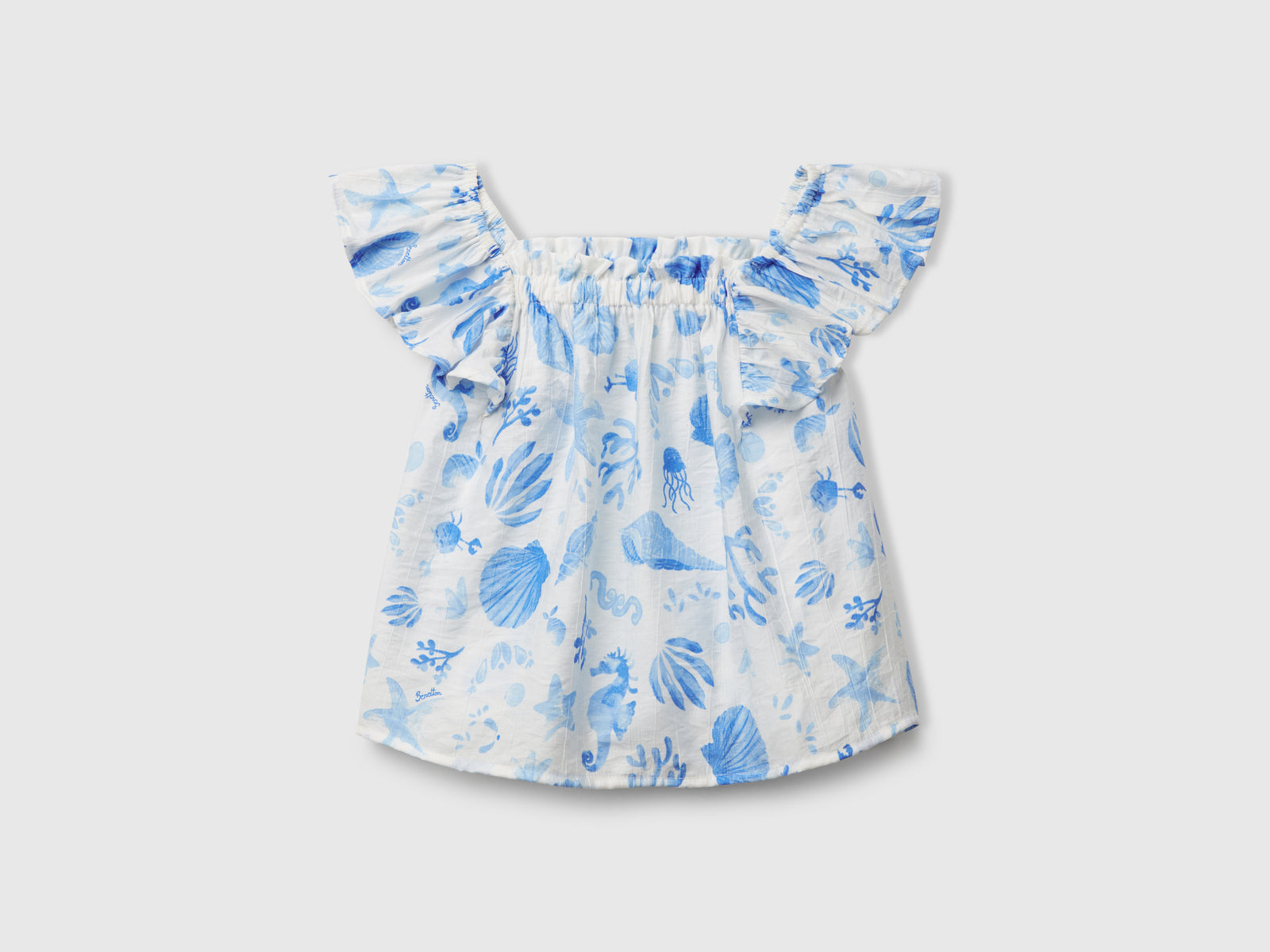 Top con stampa floreale da bimba azzurro | Benetton Outlet