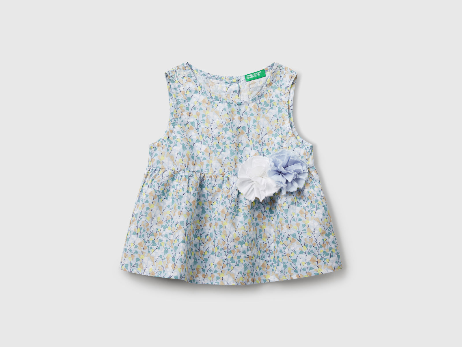Blusa a fiori in misto lino da bimba multi-color | Benetton Outlet