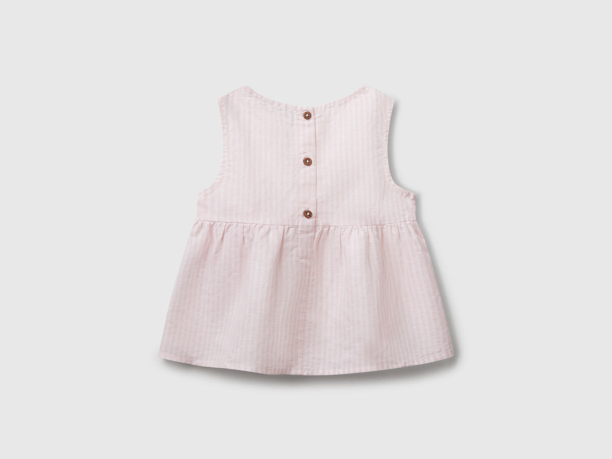 Blusa a righe in misto lino