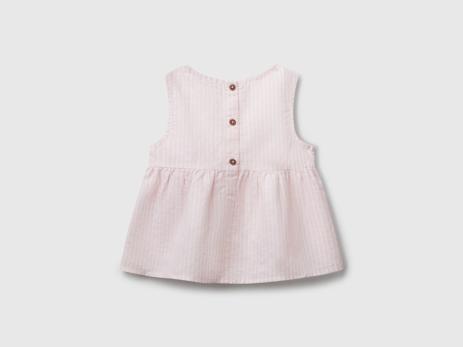 Blusa a righe in misto lino da bimba rosa 2 | Benetton Outlet
