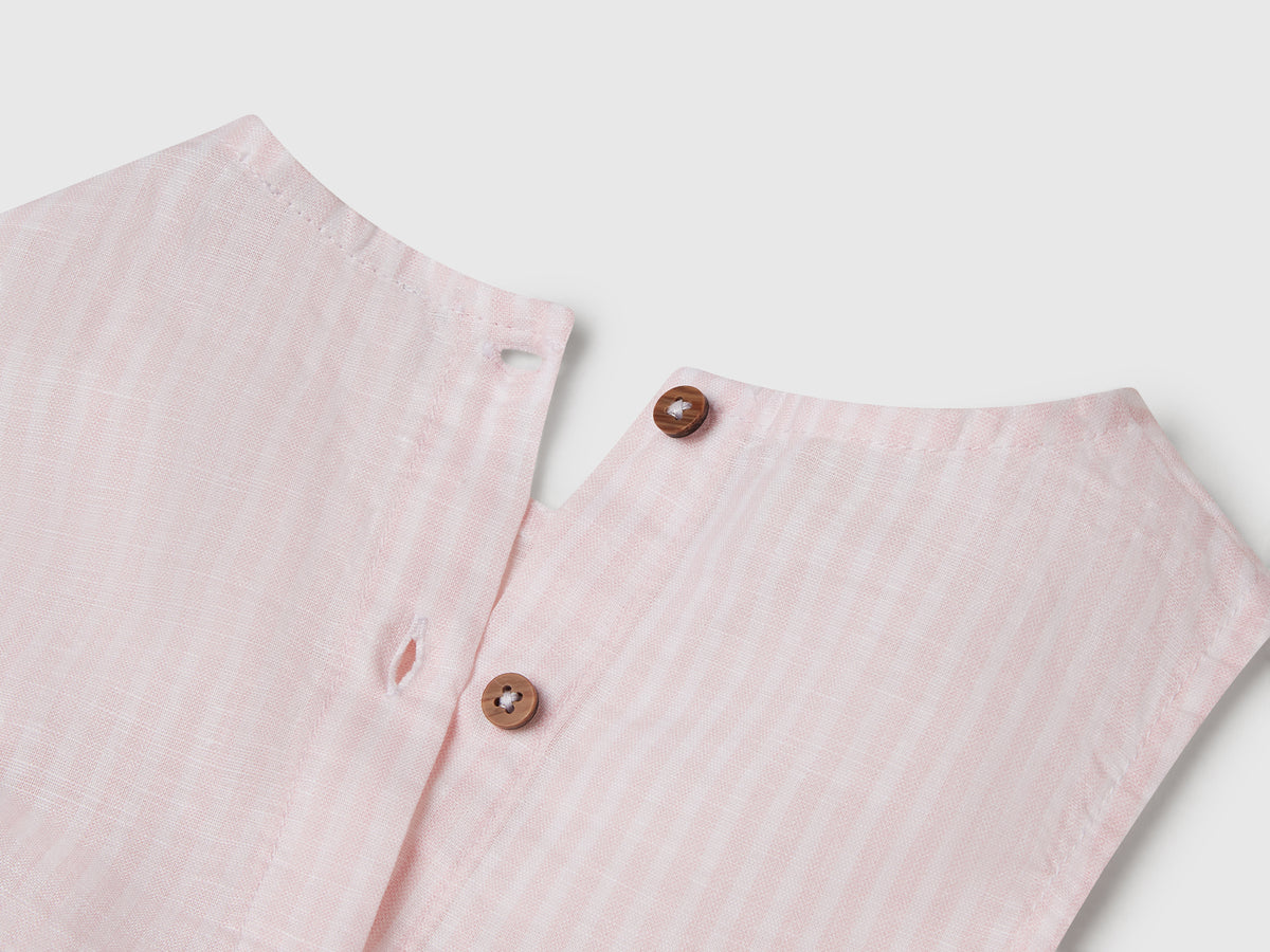 Blusa a righe in misto lino