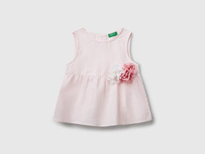Blusa a righe in misto lino