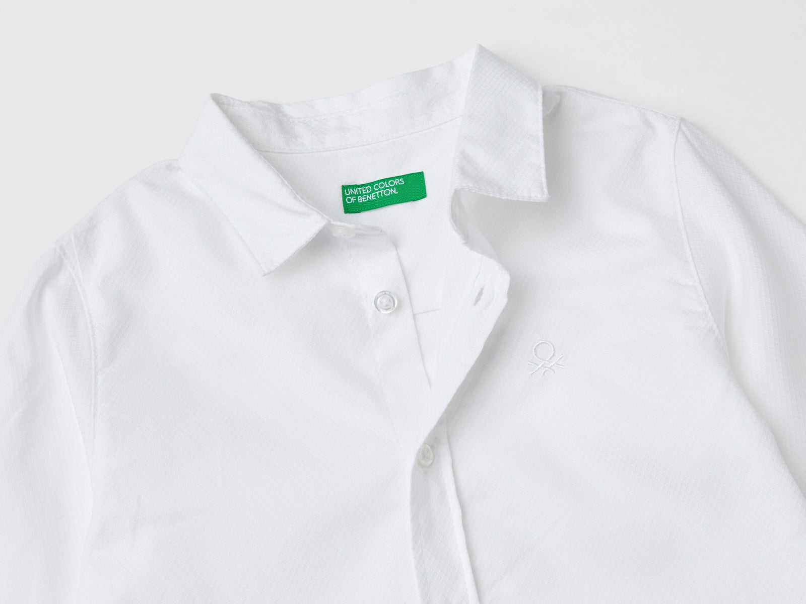 Camicia classica in puro cotone da bimbo bianco 3 | Benetton Outlet