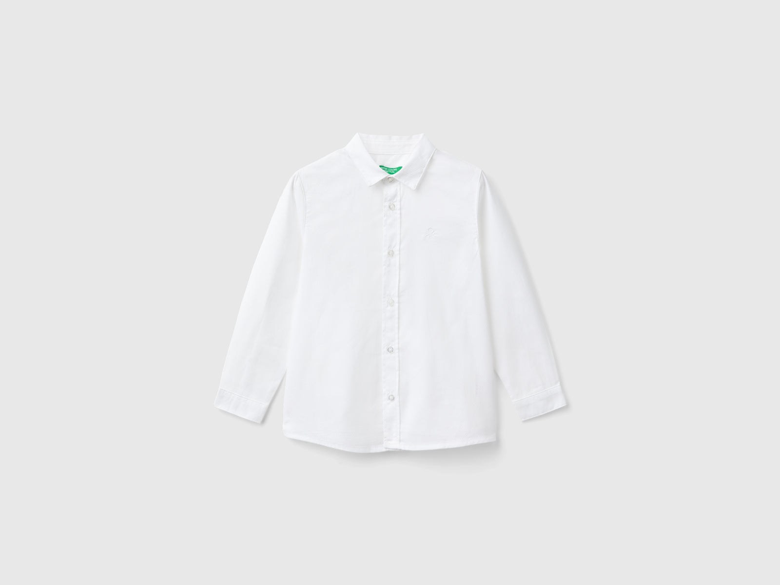 Camicia classica in puro cotone da bimbo bianco | Benetton Outlet