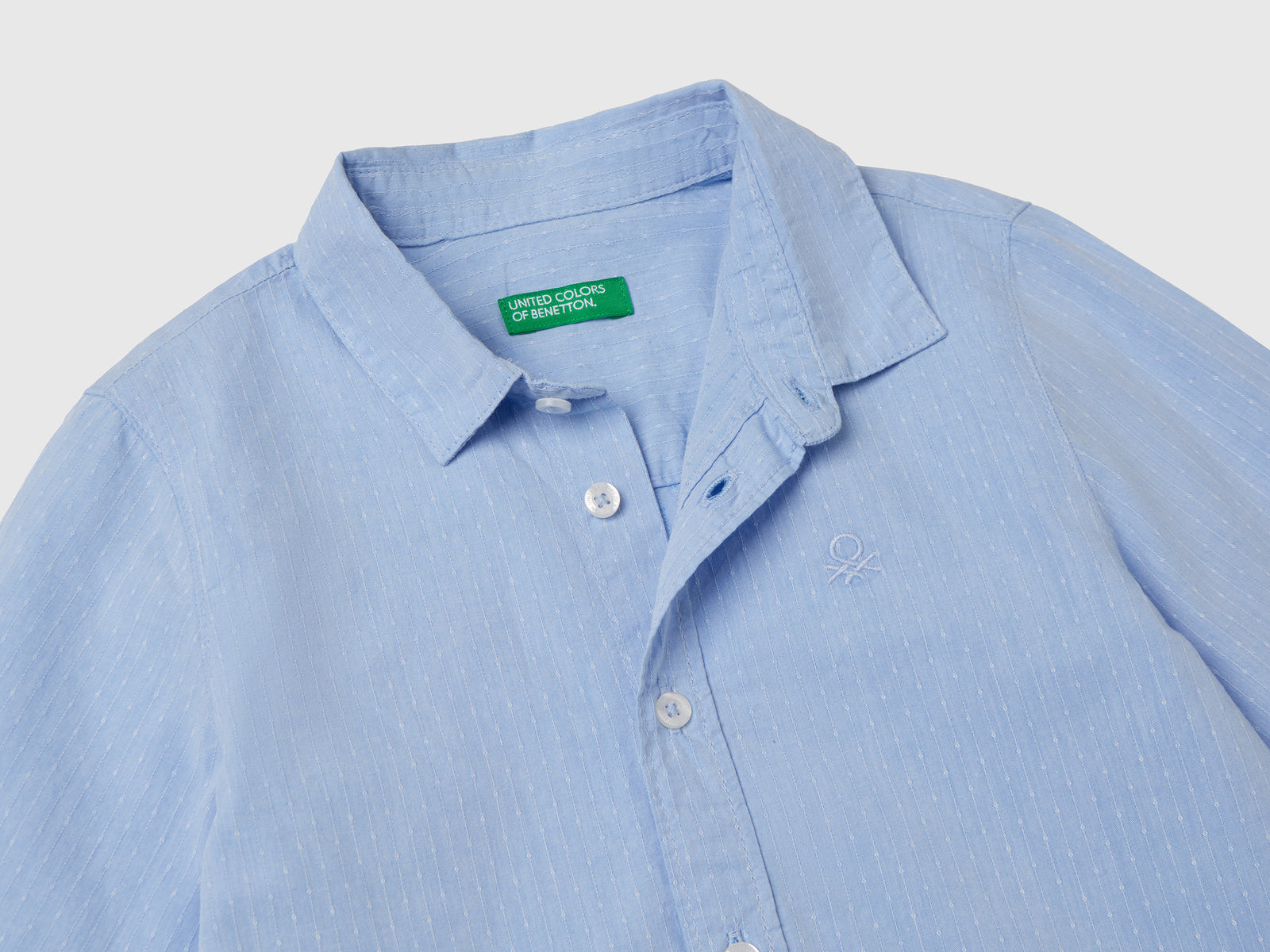 Camicia classica in puro cotone da bimbo azzurro 3 | Benetton Outlet